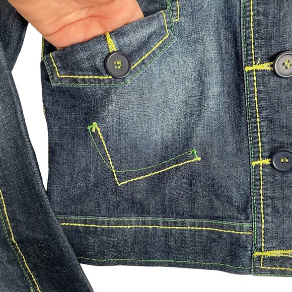 Marithe Francois Girbaud Womens Large Denim Jacket Contrast Stitch - Picture 5 of 7